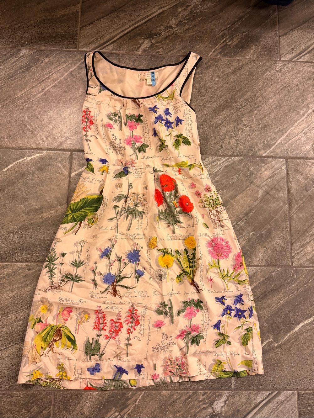 Floral Botanical Print Sleeveless Dress- Multicolor Flowers